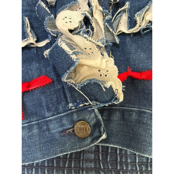 Vintage Wrangler Concho Bandana Fringe Denim Vest 14 Girls Patriotic Rodeo - Picture 8 of 11